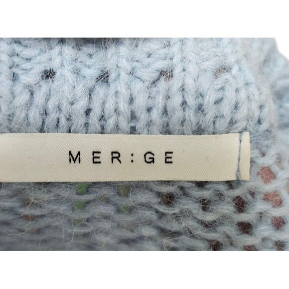 Merge Blue Ribbed Knit Button Front Cardigan Women’s V-Neck Long Sleeve Sweater - Picture 5 of 9